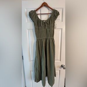 Elegant Olive Green Midi Dress